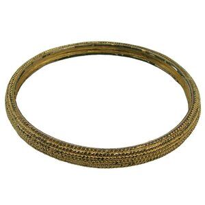 Napier Signed Gold Tone Textured Bangle Bracelet Vintage 8" Stackable No Stones